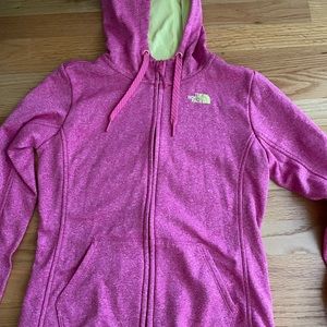 Pink North Face zip up hoodie